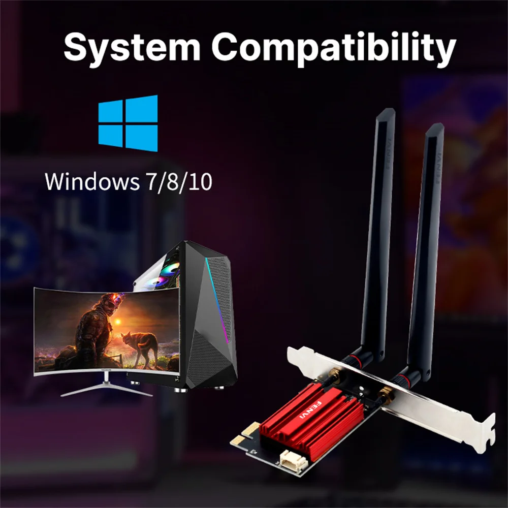 FENVI  WiFi 5 AC1200 PCIE WiFi Adapter Bluetooth 4.0 802.11AC Wireless Network Card Dual Band 2.4G/5GHz Desktop For Win 7/10/11 — view 6