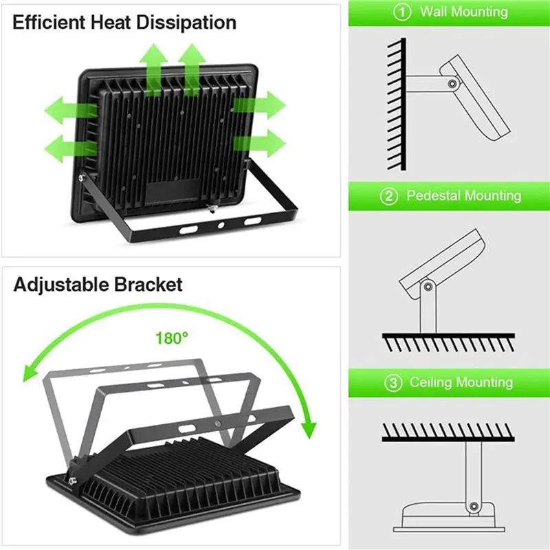 A98E-16 팩 100W RGB LED 투광 조명 IP66 방수 색상 변경 투광 조명, 파티, 할로윈용 리모컨 포함 220V