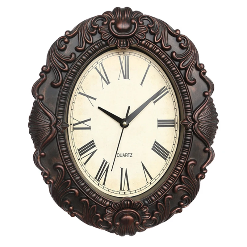 New Wall Clock Living Room Luxury Clock Wall Hanging Household Oval Imitation Mirror Retro Ccreative Clocks reloj de pared