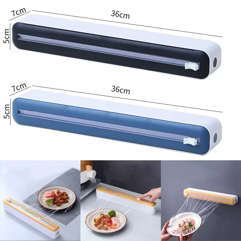 Plastic Wrap Cutter Food Film Dispenser  Adjustable Storage Cutting Box Creative Kitchen Tools Aluminum Foil Stretch Film Cutter