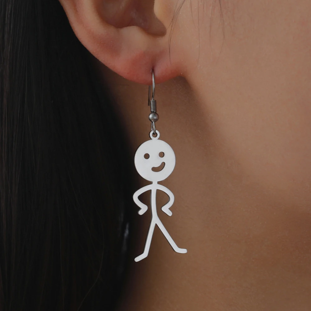 My Shape Funny Middle Finger Stickman Earrings for Women