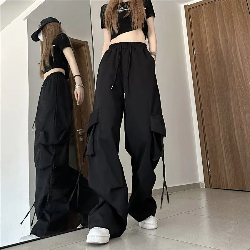 American Retro Spring Style Quick Drying Workwear Pants for Men and Women's Casual Sports Straight Leg Wide Leg Loose Pants