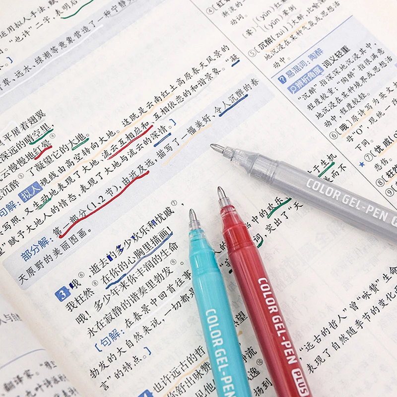 6 Pcs/Set Large Capacity Calligraphy Gel Pen 1.0mm Hard Tip Pens for Journaling Drawing Practice Planner Writing Stationery