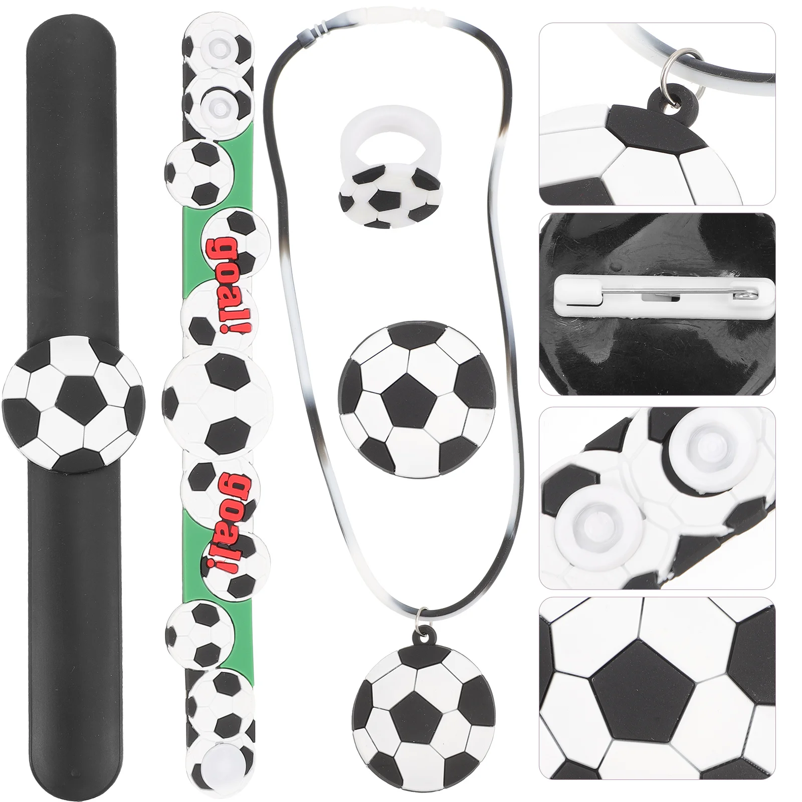 

Football Party Gift Necklace for Children Ring Prize Creative Slap Bracelet Pvc DIY