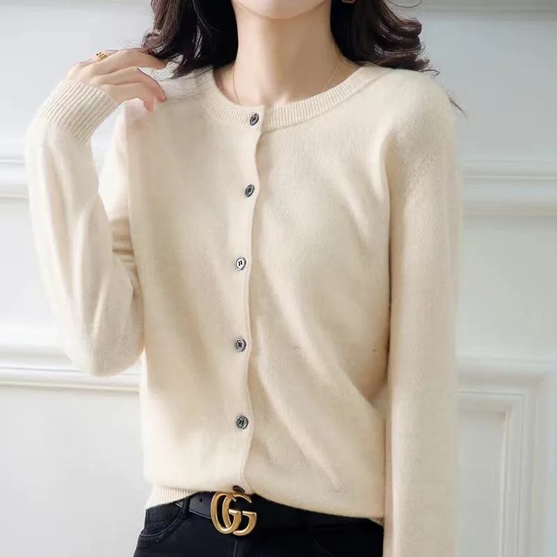 Women Cardigans Sweater O-neck Spring Autumn Knitted Cashmere Cardigans Solid Single Breasted Womens Sweaters DF4934 2