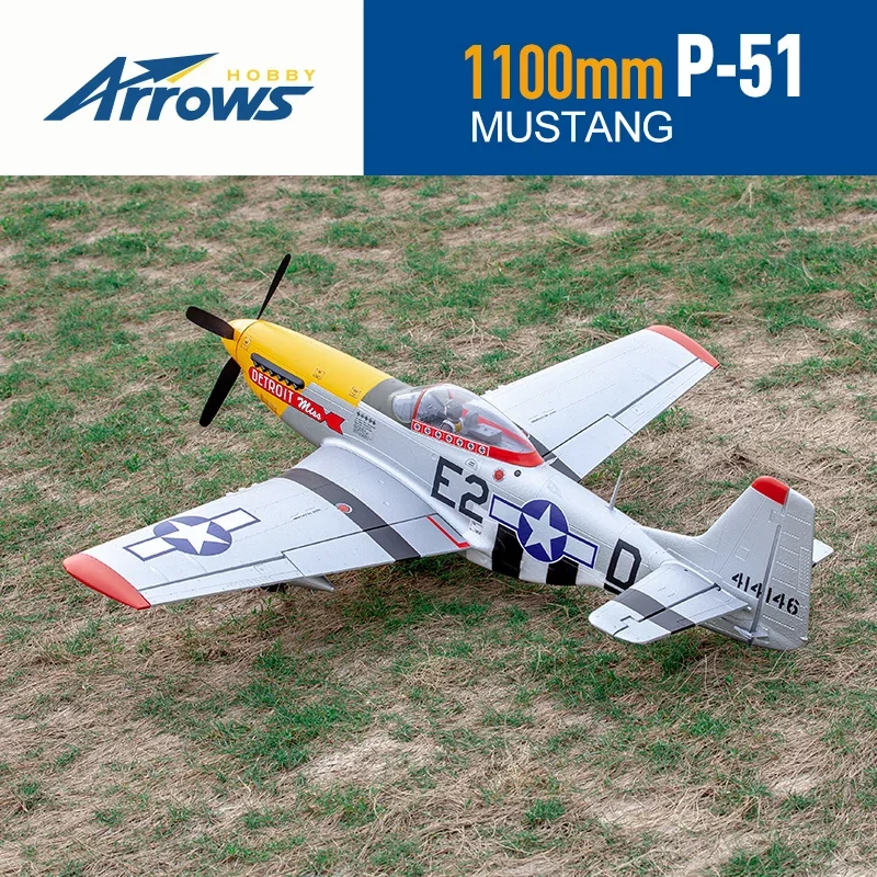Blue Arrow 1.1 Metri P51 Mustang Nuovo Dipinto Resistente Agli Urti Modello Di Aereo Ad Ala Fissa Telecomando Elettrico Rc Airplane