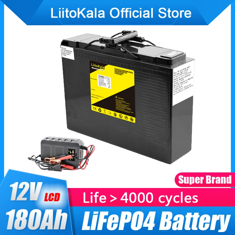 

LiitoKala 12.8v 180AH lifepo4 battery with 150A BMS 12V 180Ah for RV Xenon light Solar energy storage Inverter