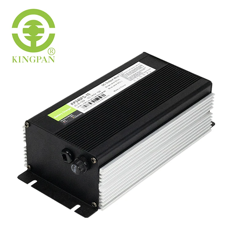 KingPan 240FS Waterproof Onboard IP67 Battery Charger 240W 12V/12A 24V/8A 36V/5A 48V/4A 60V/3A Lithium ion Lead Acid ce certificate 240w 24v 36v 48v lead acid lifepo4 battery charger electric model airplane robot drone