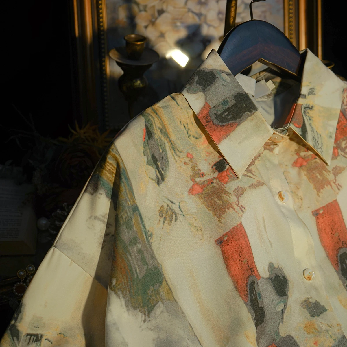 

Vintage Printed Blouse Women Vintage Top Shirt
