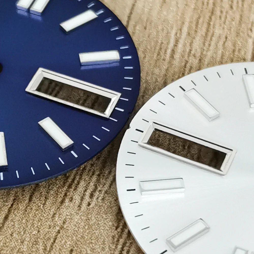 28.5mm Double Calendar Watch Dial Sunburst Watch Faces Green Luminous Modification Accessories for NH36/4R/7S Movement watch dial accessories watch face accessories