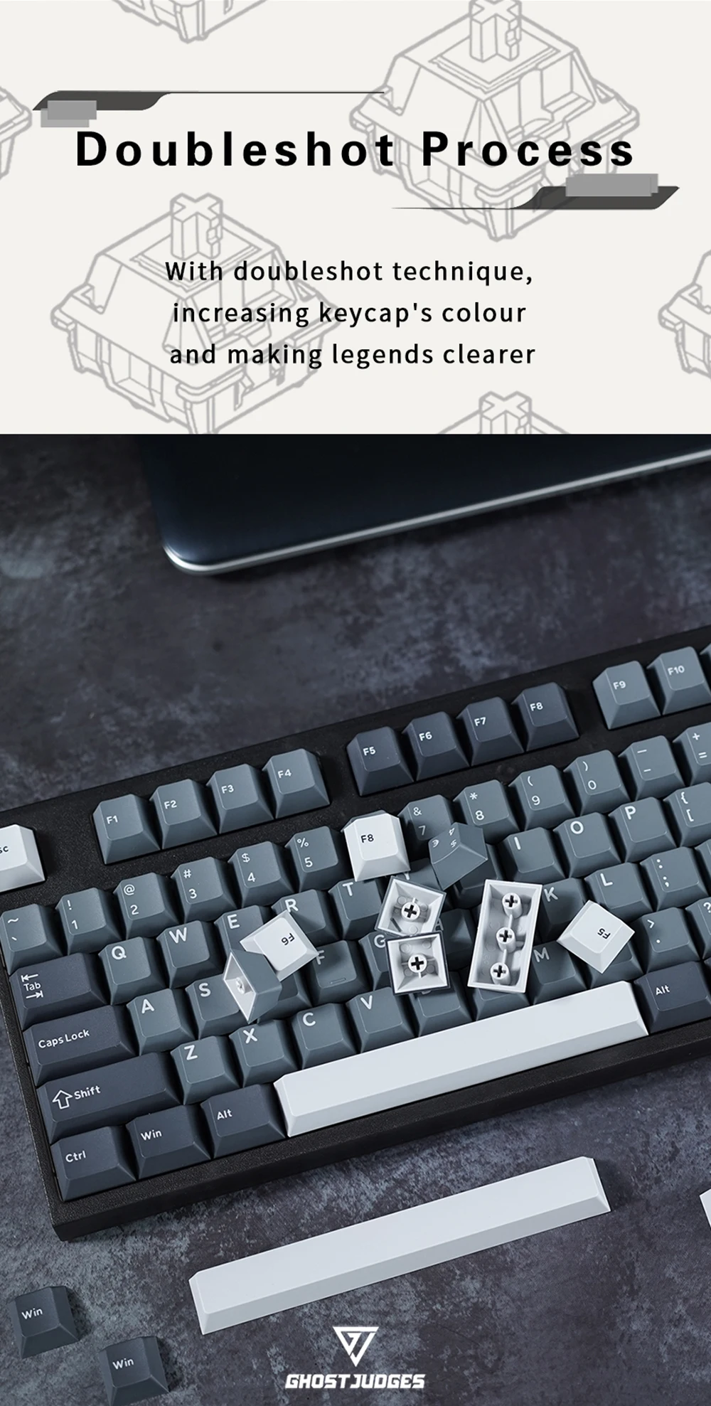 fantasma juízes gj apollo colorway cereja pbt teclado duplo para mx stem