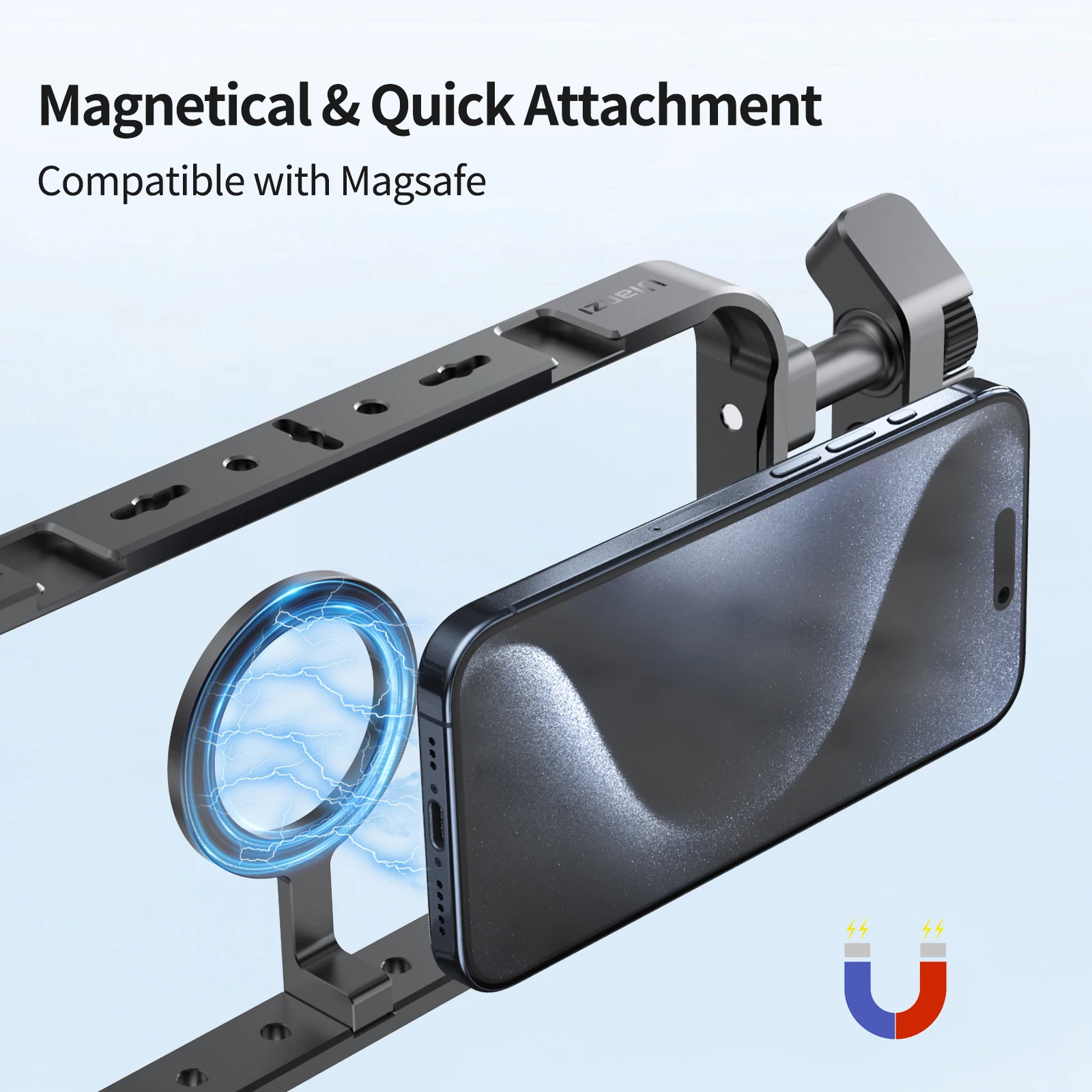 Ulanzi MG-001 듀얼 핸들 그립 리그가 있는 범용 Magsafe 전화 케이지 영화 제작을 위한 휴대용 케이스 안정기 Vlog Videomaker Kit