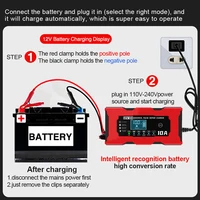 12V 10A Car Battery Charger 14.6V 10A Iron Lithium Charger For Lifepo4 Lead Acid AGM GEL PB Lithium Battery Pulse Repair - Image 6