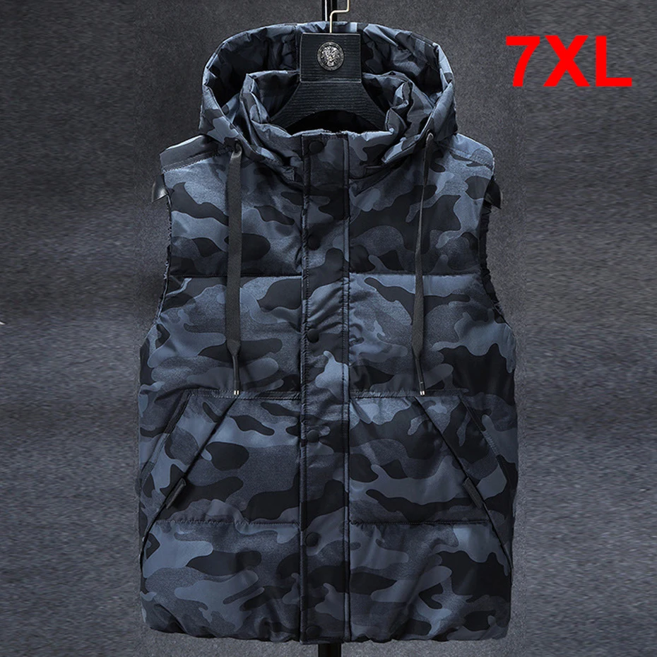 Camouflage Vest Men Fashion Sleeveless Jackets 7XL Plus Size