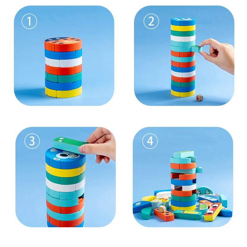 Kids Wooden Blocks Stacking Board Games Toddlers Tumbling Tower Balance Toy With Animal Pictures Colorful Wood High Block Puzzle 5 Kids Wooden Blocks Stacking Board Games Toddlers Tumbling Tower Balance Toy With Animal Pictures Colorful Wood High Block Puzzle