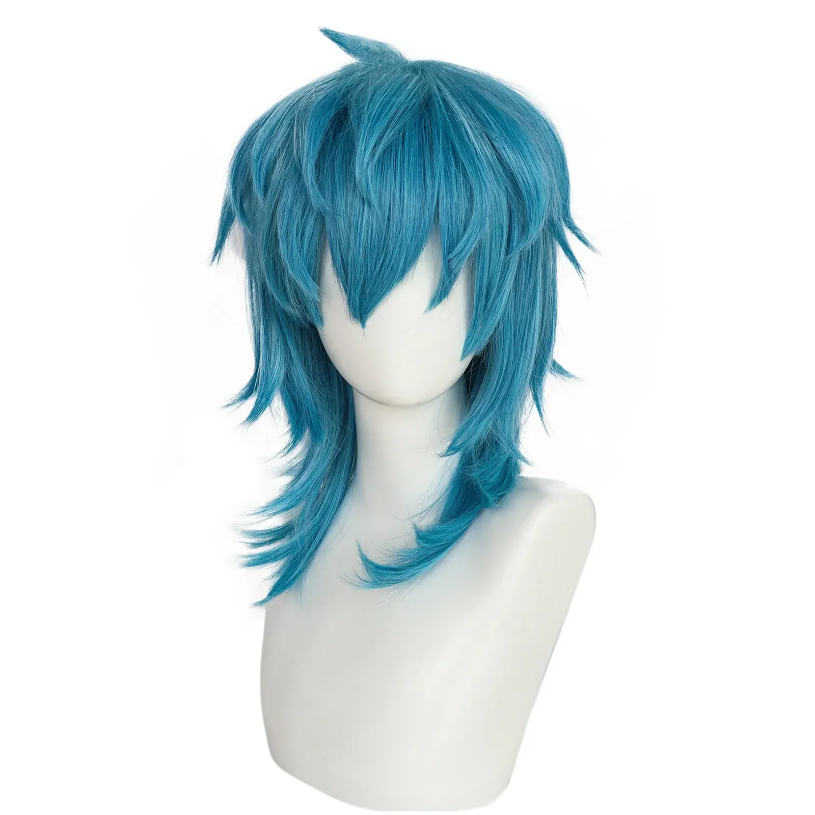 Anime Sally Face Cosplay Wig Adult Unisex Short Blue Heat Resistant Synthetic Hair Halloween Carnival Costume Props Accessories