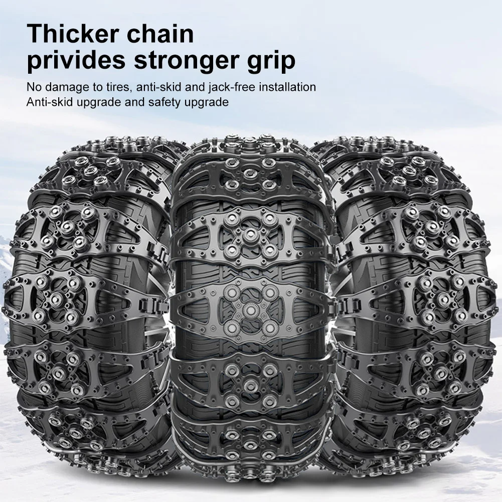 Car Snow Chains Car Winter Wheels Chains Winter Outdoor Snow Tire Emergency Double Grooves Anti-Skid Chains For 165-275mm Tire