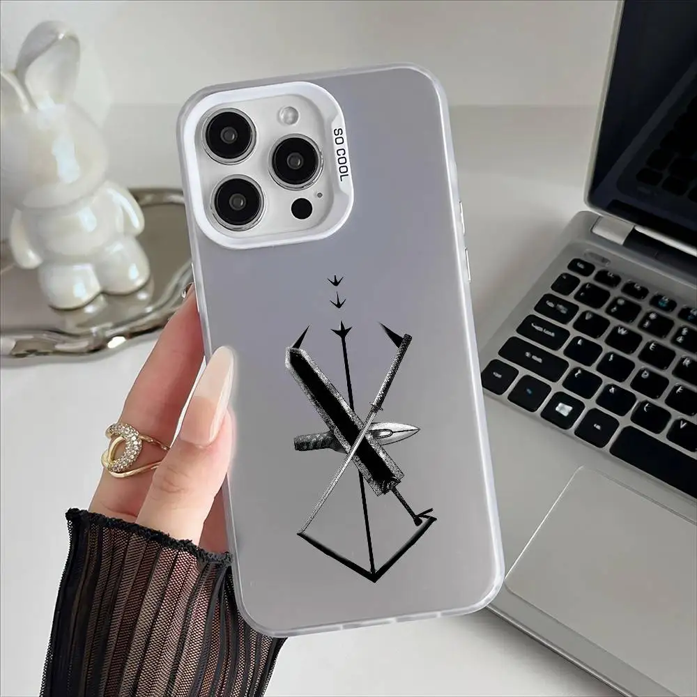 Berserk Anime Electroplated Silver Button Phone Case