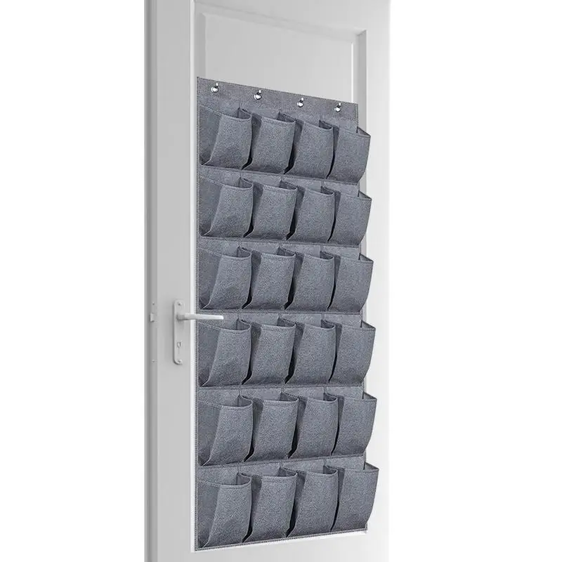 

Door Shoe Organizer Space Saving Over the Door Shoe Organizer Hanging Shoe Rack with 24 Large Pockets Non-woven Behind Door