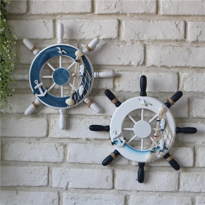 Wood Ship Wheel Boat Steering Rudder Anchor Mediterranean Ornament Nautical Theme Birthday Party Decorations Kids Supplies