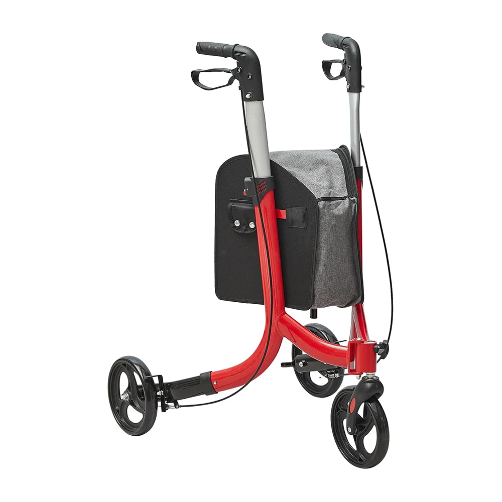 Short delivery time folding walker portable patient adjustable shopping medical outdoor steel rollator walker with bag