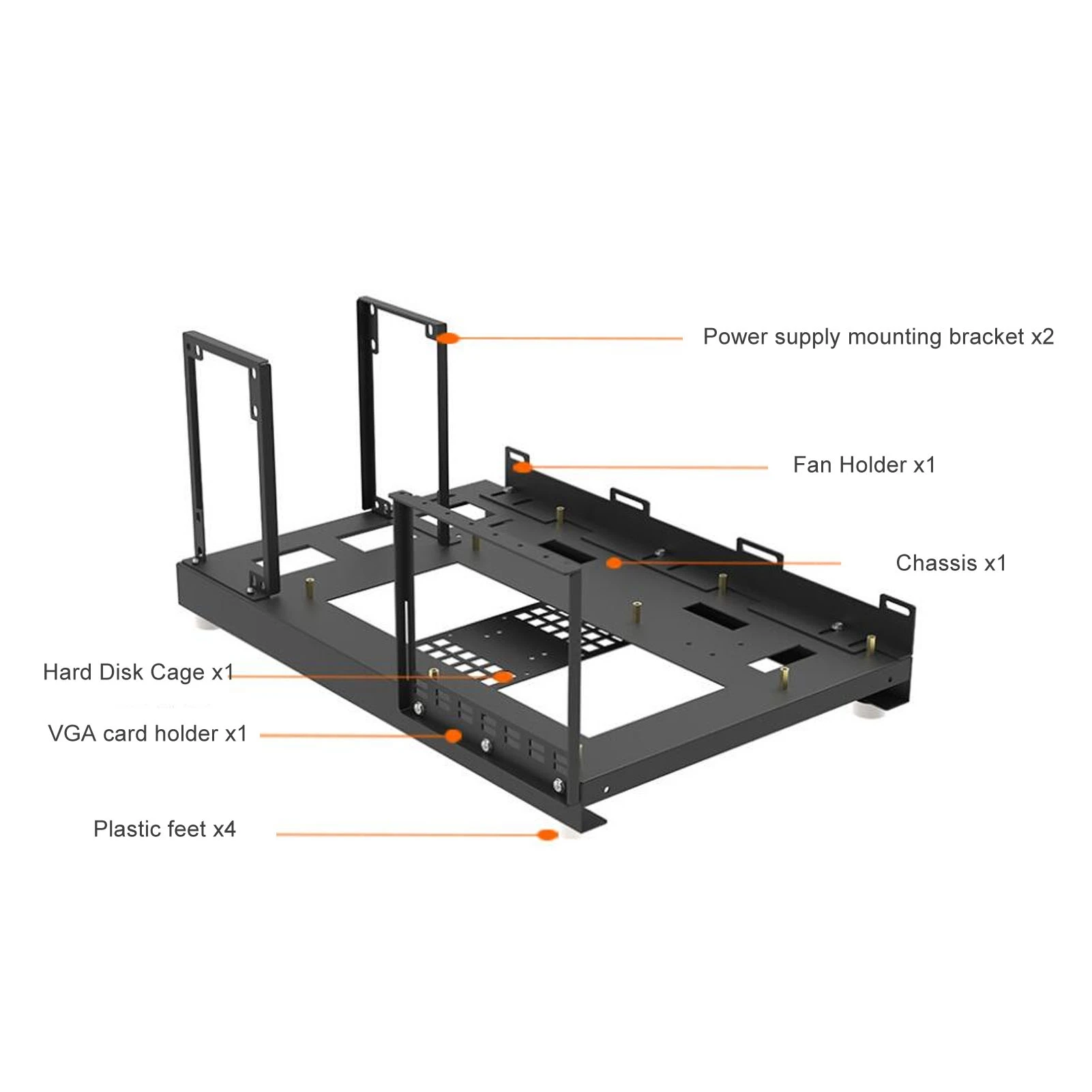 PC Case PC Chassis Computer Chassis Frame Computer Open Case Bracket Powerful Cooling Heat Dissipation Steel Plate DIY Computer Motherboard Case Rack for ATX M ATX ITX