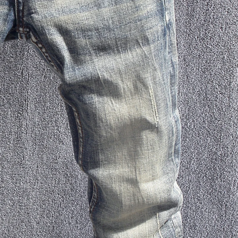 Italian Style Fashion Men Jeans Retro Wash Slim Fit Stretch Ripped Jeans Men Trousers Vintage Designer Casual Denim Pants Hombre
