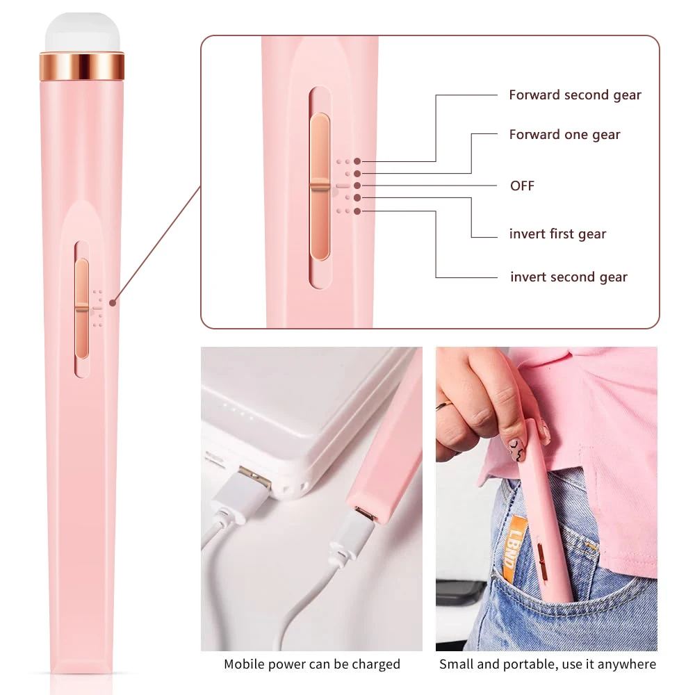 YIKOOLIN Portable Manicure Set with 4 Speeds Professional Manicure and Pedicure Tools Exfoliation and Polishing for Nail Salon 2