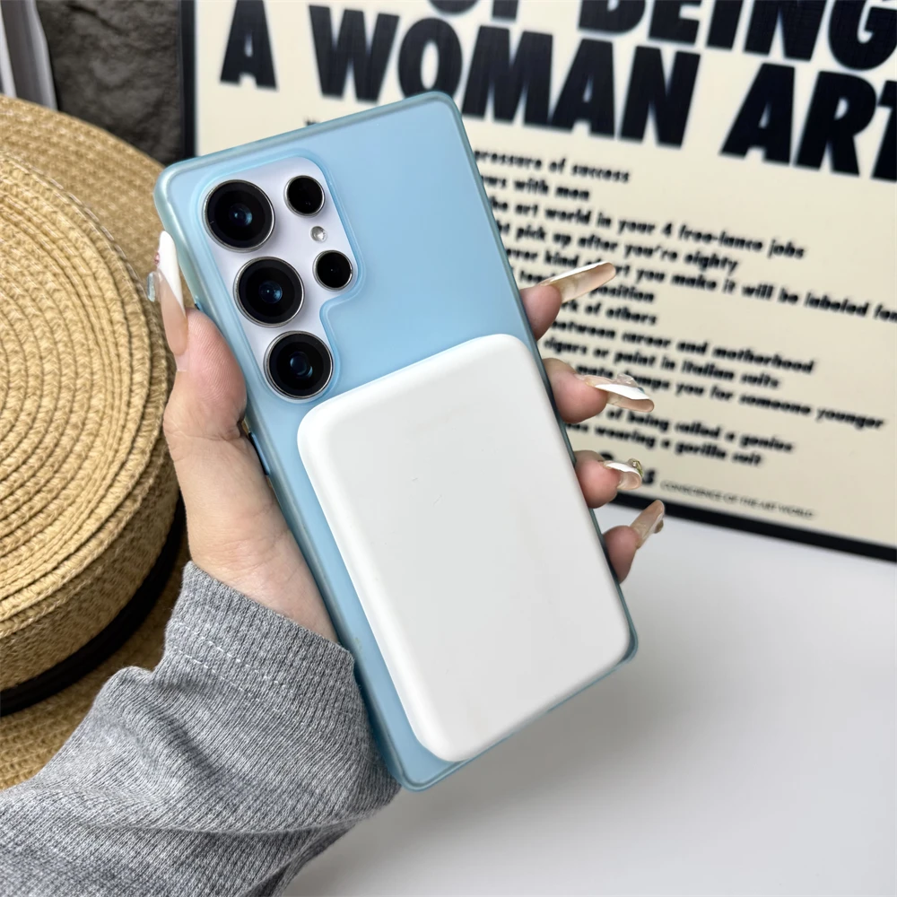 Translucent Matte Magnetic Shockproof Case with Wireless Charging Compatibility