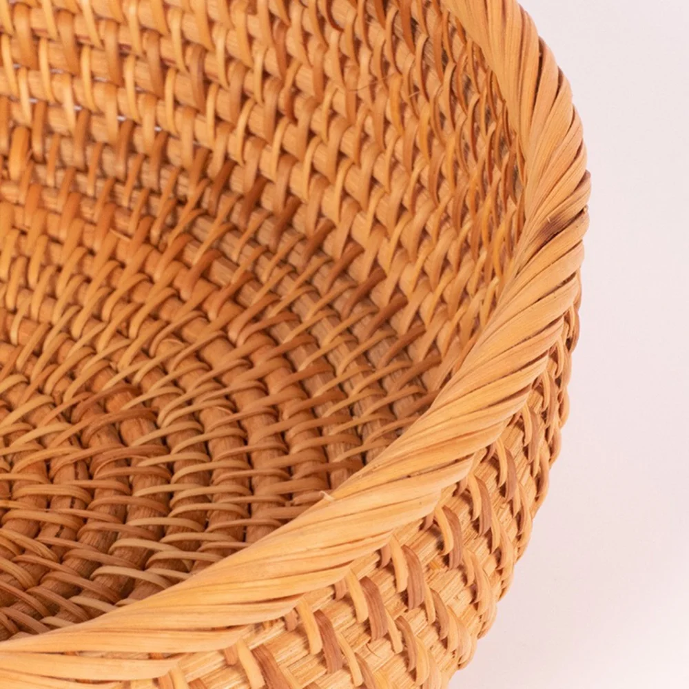 Handwoven Rattan Round Storage Basket