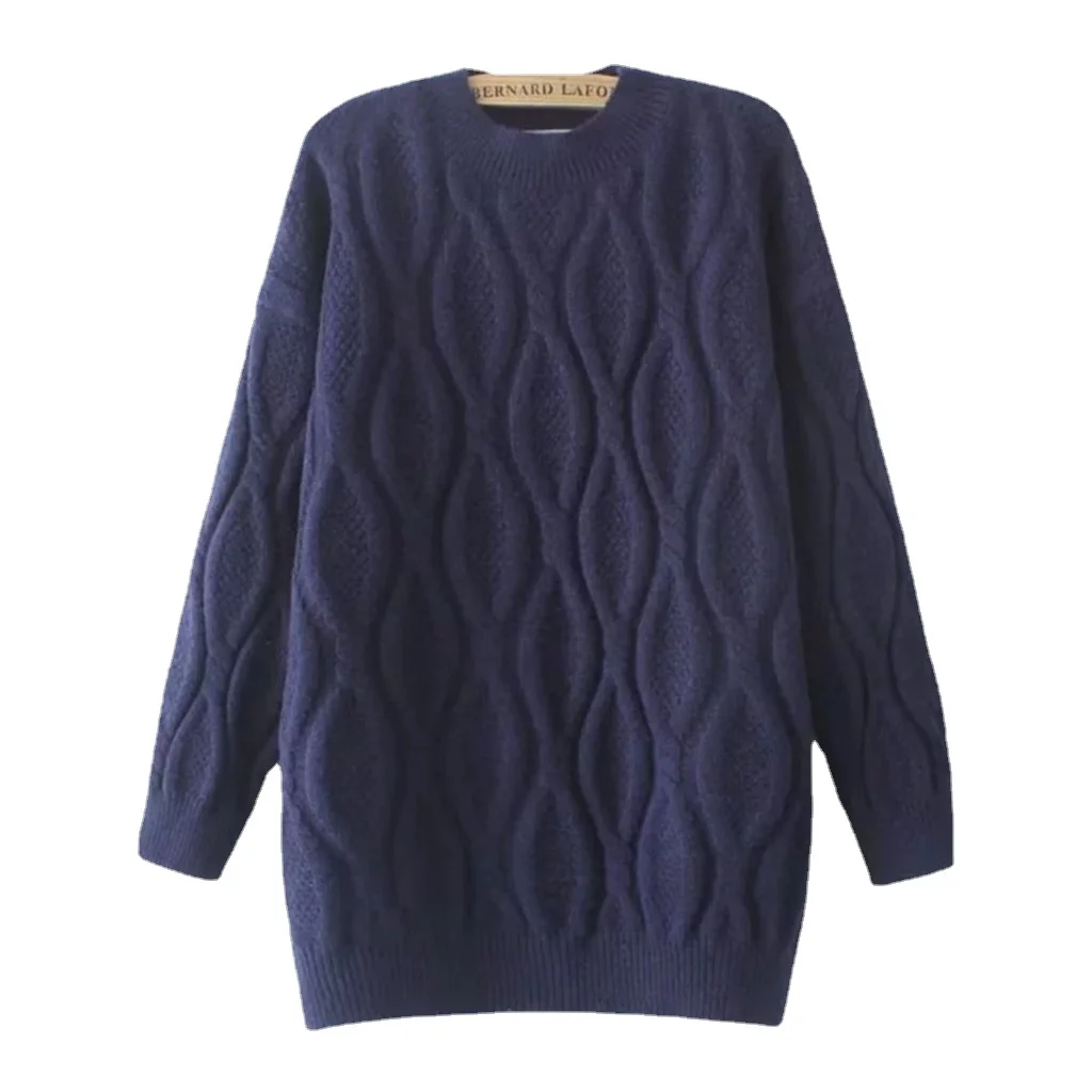 

Plus Size 2XL-4XL Women's High Collar Knitted Thick Autumn Winter Sweaters Long Sleeved Solid Color Patchwork Female Pullovers