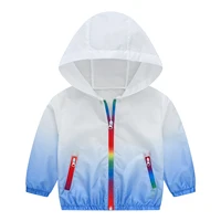 Children’s gradual color sunscreen clothes boys and girls summer hooded sunscreen jackets breathable light skin clothing