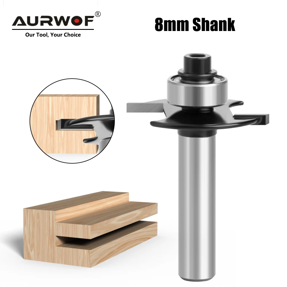 

1pc 8mm Shank T-Sloting Biscuit Joint Slot Cutter Jointing Slotting Router Bit with bearing Milling Cutter for Woodworking