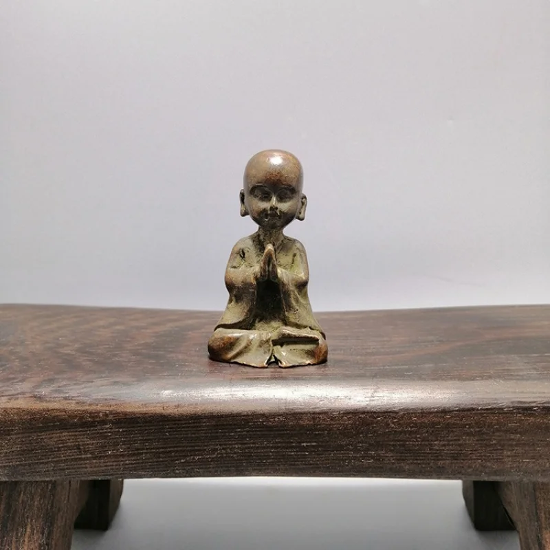 

Antique Bronze Collection Pure Copper Children Small Ornaments Home Small Copper Buddha Statue Decoration Little Monk Crafts