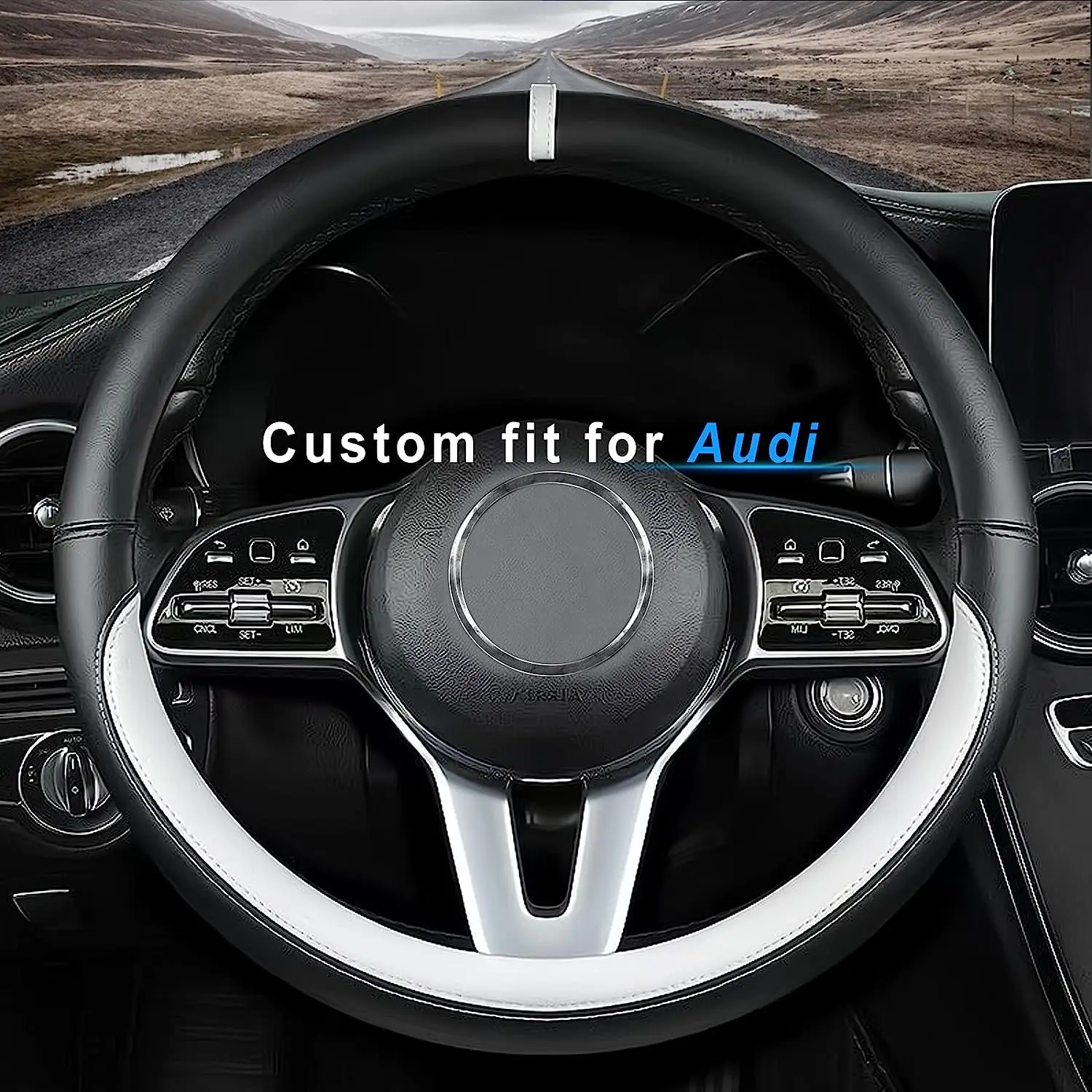 

Подходит для Audi чехол рулевого колеса автомобиля, кожа наппа, нескользящая, предназначена для аксессуаров для салона audi