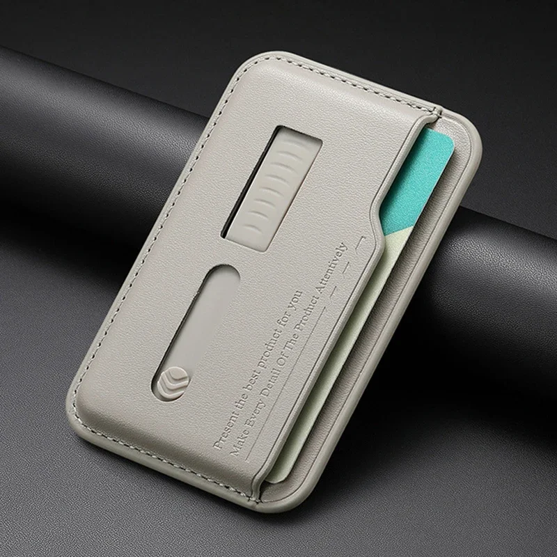 Sleek Magnetic Leather Wallet Card Holder Case with Hidden Strap