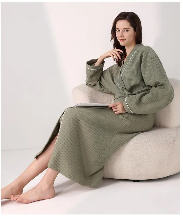 Cotton Waffle Kimono Couples Sauna Clothing New Water Uptake Robe Men And Women Quick-drying Bathrobe Hotel Spa Robes