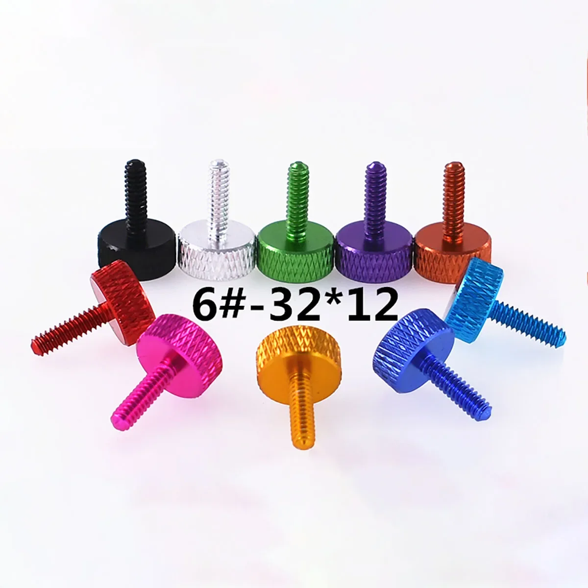 sourcing map 12pcs UNC6-32x6.5mm zigrinata vite di pollice Computer Case Filettato a mano Stringere Viti in Lega di Alluminio per Case PC Case Cemento Bianco