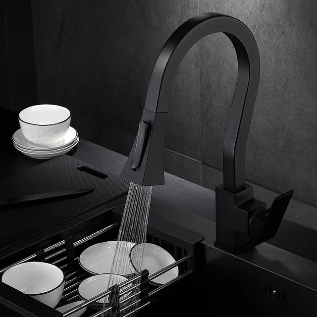 LANGYO ก๊อกน้ําอ่างล้างจานร้อนเย็น Mixer หมุนดึง Sprayer ก๊อกดาดฟ้าติดตั้งก๊อกน้ําทองเหลือง 5