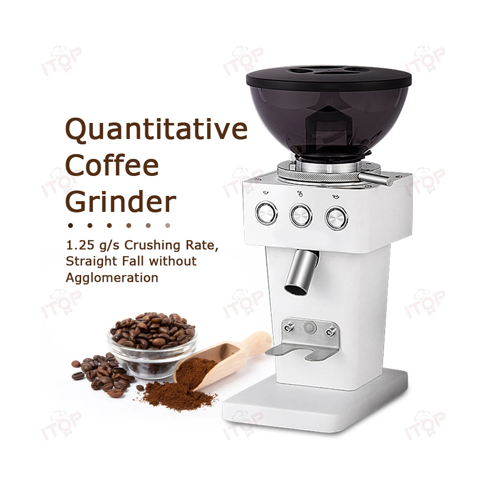 ITOP Coffee Grinder 60mm Flat Burr Stainlesss Steel Stepless Fineness Adjustment 280g Bean Hopper Buttons Quantifiable IT-9015A 5pcs m60 flat thin washer shim 0 3mm 0 5mm 1mm 304 stainless steel ultra thin flat washer gasket adjustment washer