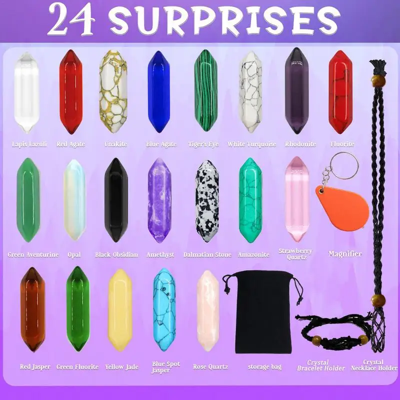Rock Collection Advent Calendar Natural Stone Gift Box Kit Meditation Stocking Stuffers New Year Gifts Kids Friends