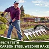 5/6/7/8 Teeth Carbon Steel Garden Hand Rake Farm Tool Weeding Scarifier Agricultural Nail Harrow Metal Harrow Garden WeedingTool 2