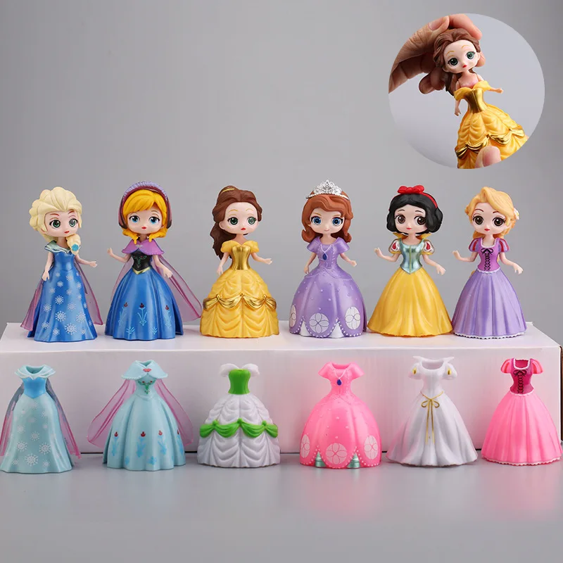 8pcs Disney Princess Action Figures Changé De Robe Poupée Enfants