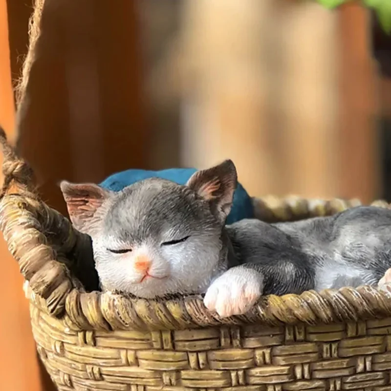 Creative Animal Puppy Kitten Swing Rabbit Reading Book Decoration Garden Courtyard Balcony Decoration Pendant Gift miniature 1Pc