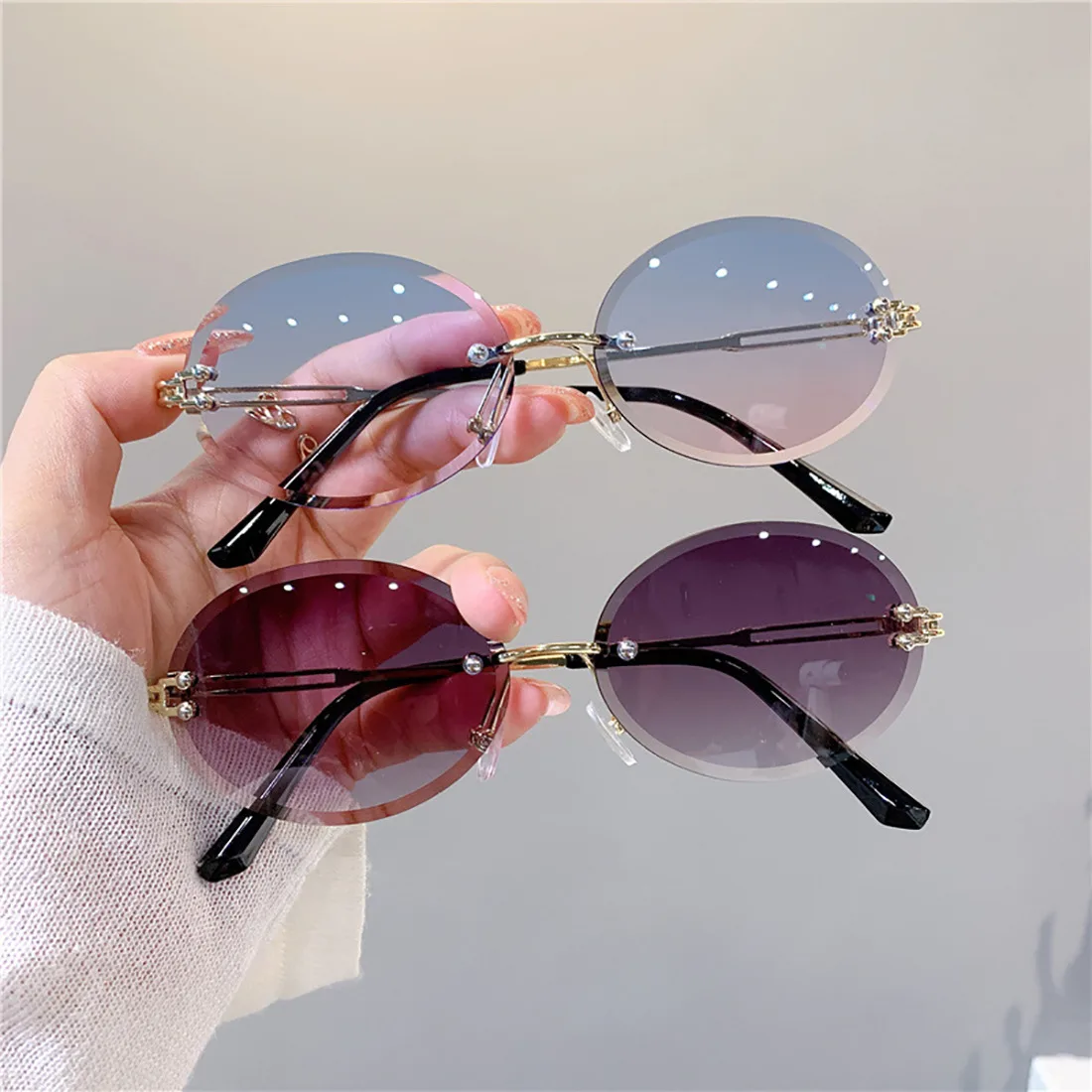 Vintage cat eye zonnebril dames retro gradient metalen frame_voghion.com
