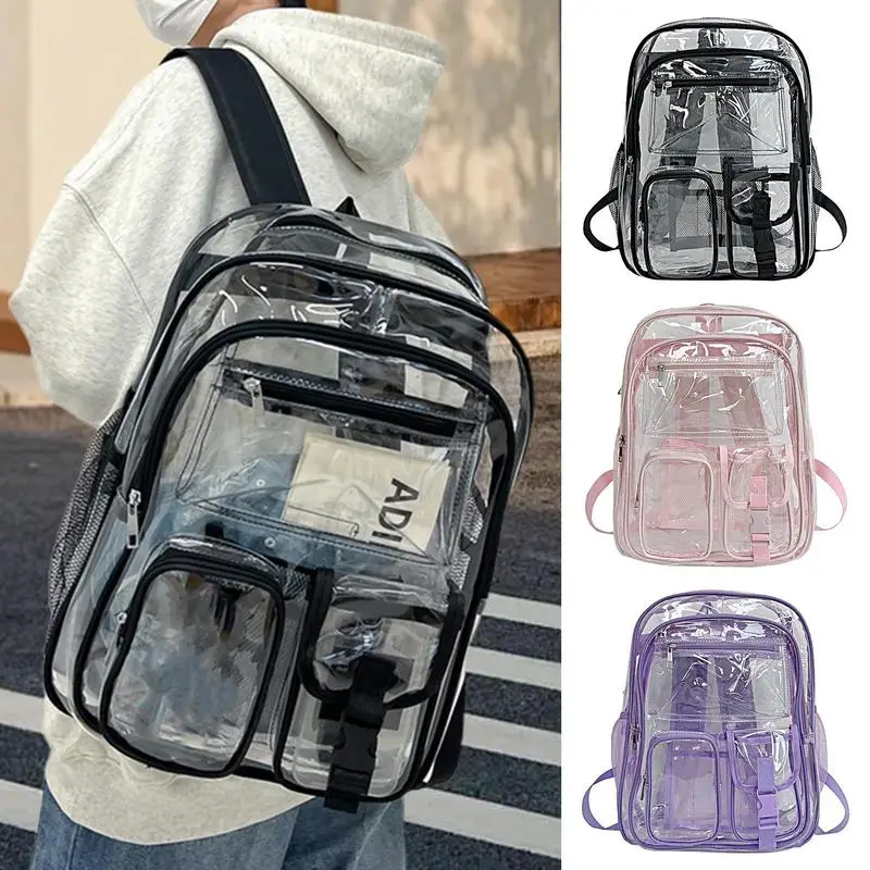 Cute Clear Backpack Cute Clear School Bag Cute Large Book Bag Heavy Duty Transparent Bookbag For School Supplies