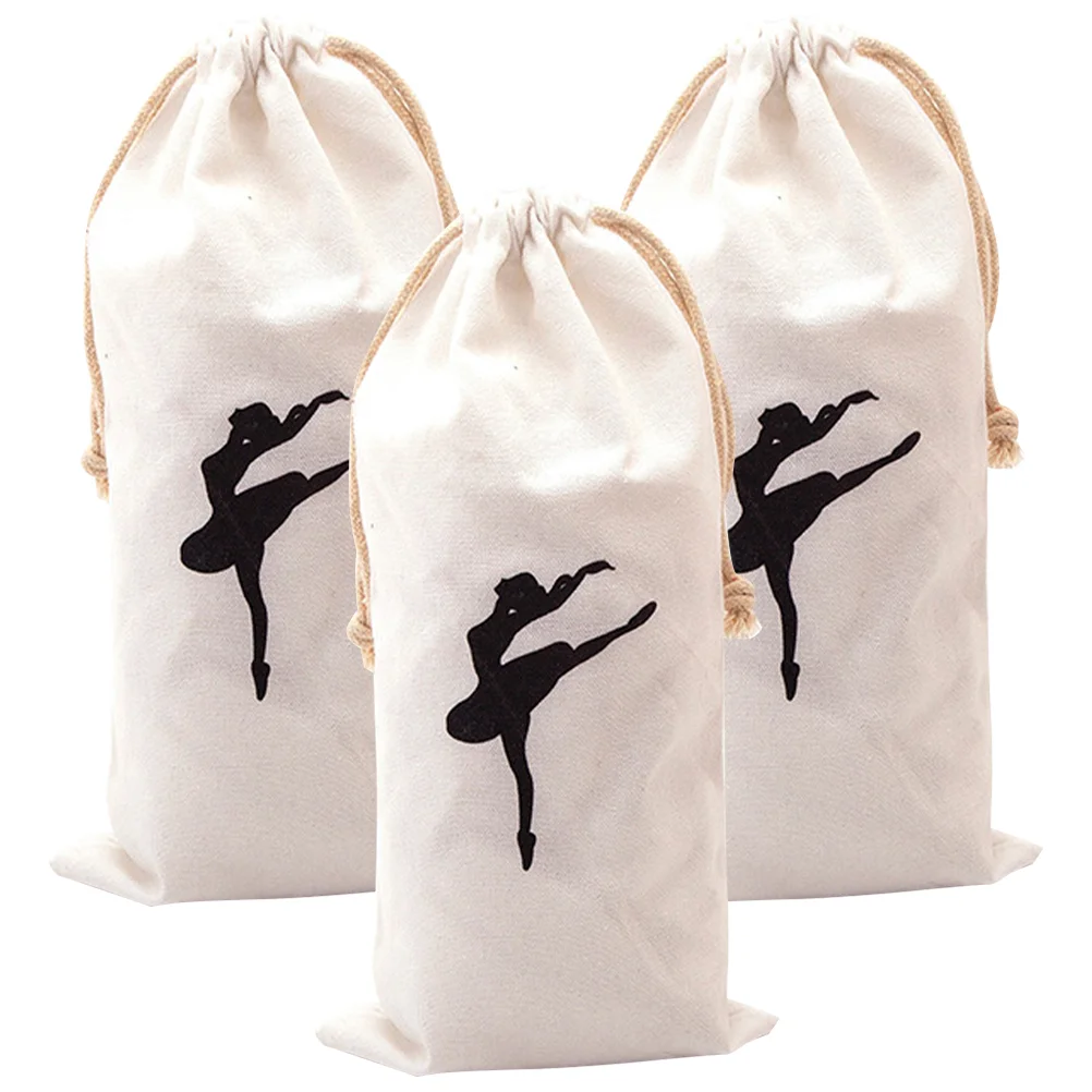 

3 Pcs Dance Shoe Bag Point Container Sneakers Pointy Washable Ballet Bags Made of Cotton Carrying Travel Accessories