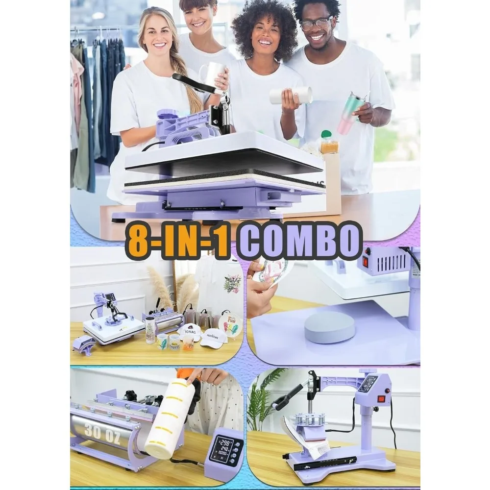 Heat Press Machine for T Shirts 15x15 with 30OZ Tumbler Press 8 in 1 Slide Out & Swing Away Digital Heat Transfer 2