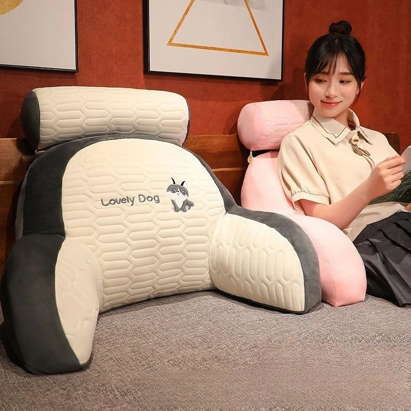 아이스 실크 헤드보드 쿠션, 독서 베개, 부드러운 요추 지지대 베개, 분해 및 세척 가능, 대형 등받이 쿠션