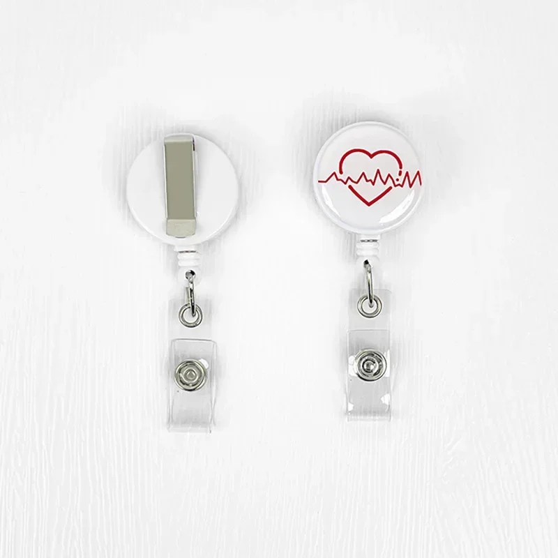 Retractable badge reel Badge holder Retractable id tag Retractable id lanyard Nurses Doctors Retractable Badge Reels Kawaii Cartoon Pattern Uniform Pocket Clips Work Card Holder Hospital Supplies